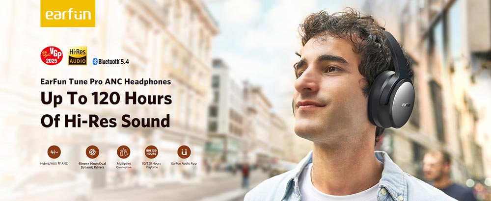 EarFun Tune Pro Noise Canceling Bluetooth Headphones